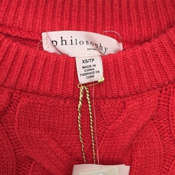 Philosophy cable knit sweater. Women’s size XS/TP. Red apple. NWT - Picture 3 of 11